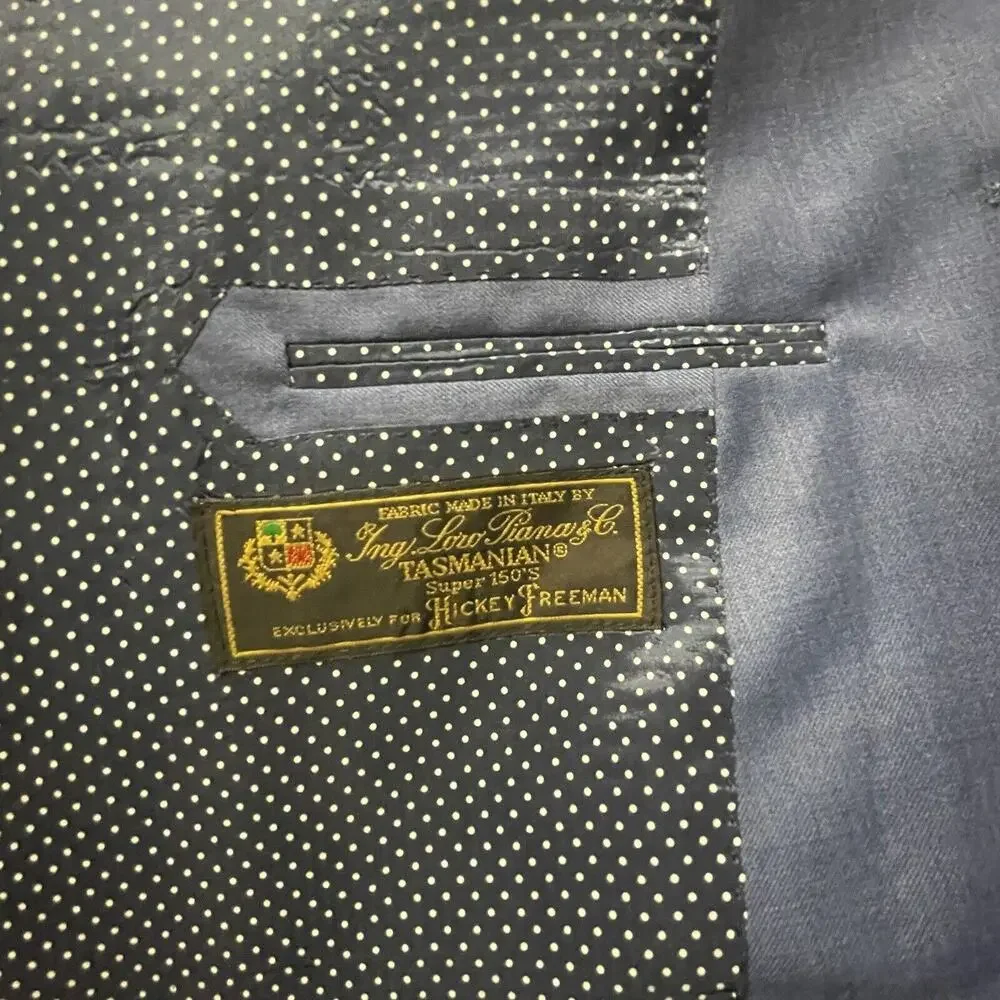 Hickey Freeman Suit Mens Sz 54 R Blue 2pc USA Loro Piana Tasmanian Pants 46 MINT